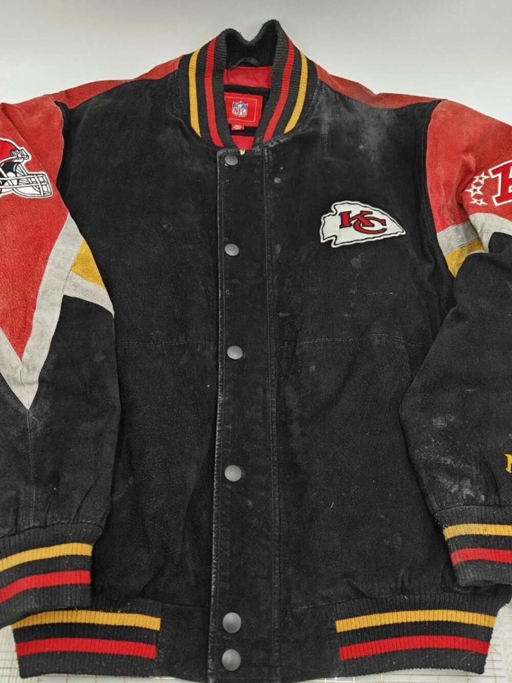 Vintage 90s G-III Kansas City Chiefs NFL Leather Suede Varsity Jacket Large